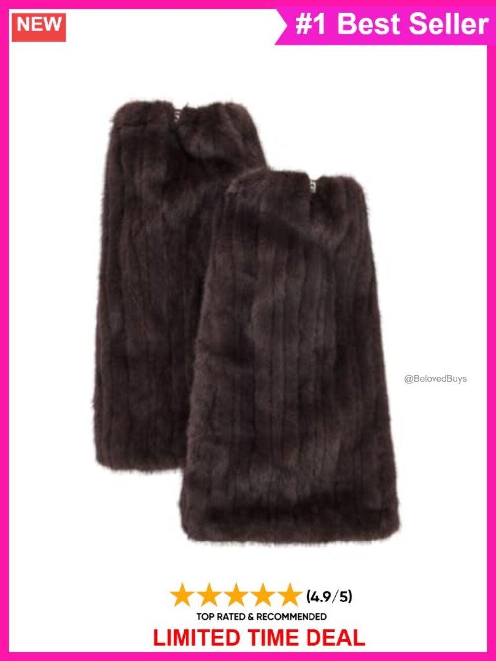 Faux Fur Leg Warmers Polyester Knee High Soft Fleece Lining